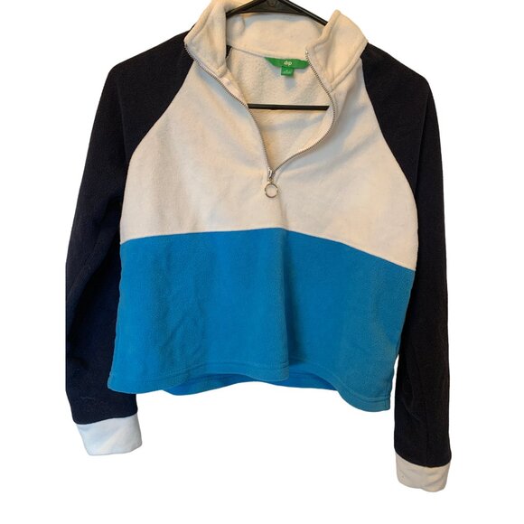 🌸3/$15🌸Blue Navy and White Color Block Pullover with 3/4 Zip sz Small - Picture 1 of 5